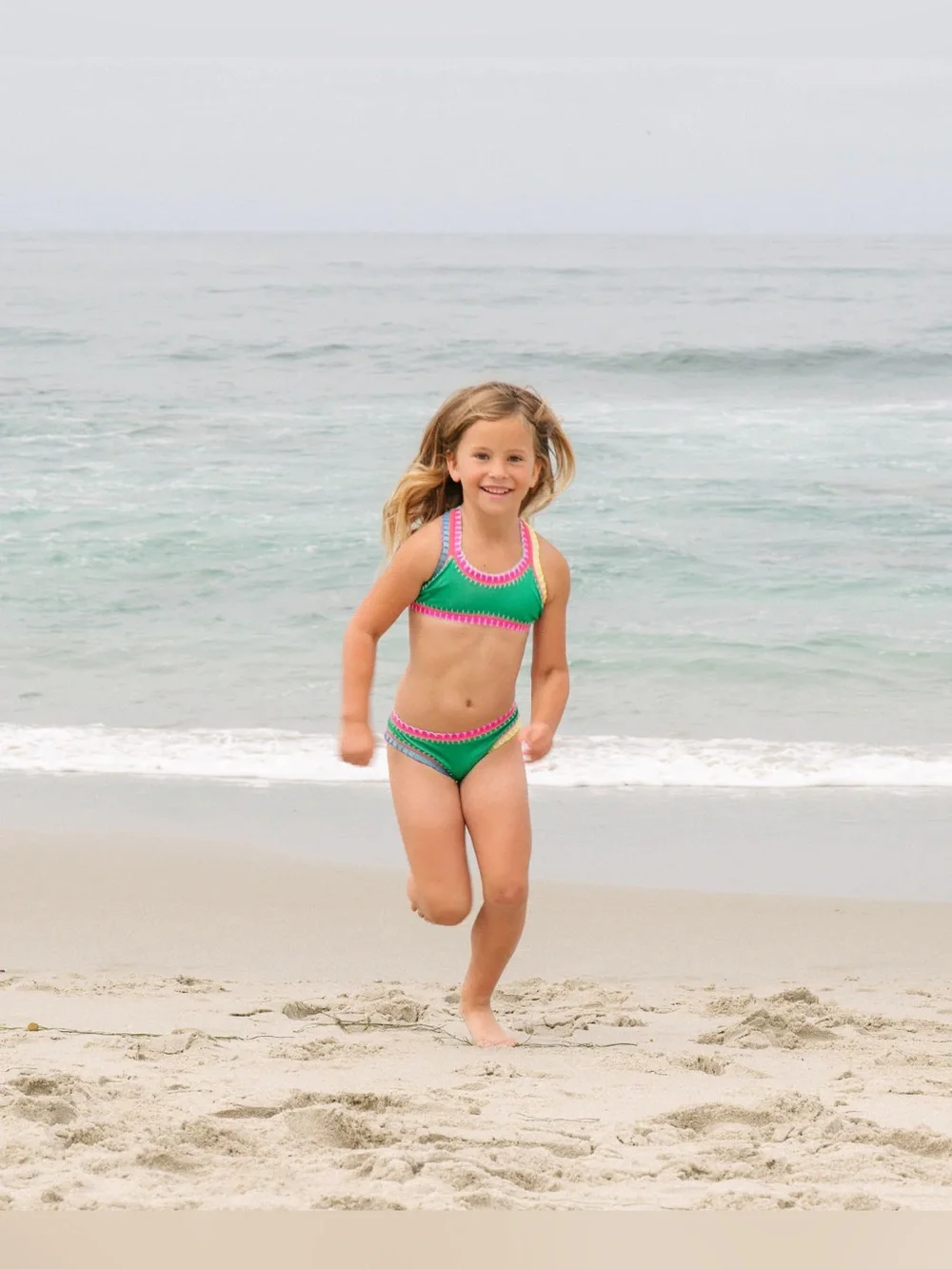 Platinum Swimwear Ireland Green Sporty Rainbow Embroidered Girls Bikini Set- 8